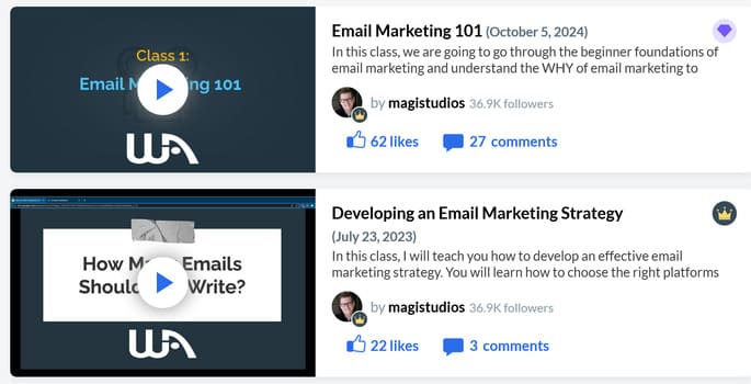 Email marketing training from Wealthy Affiliate