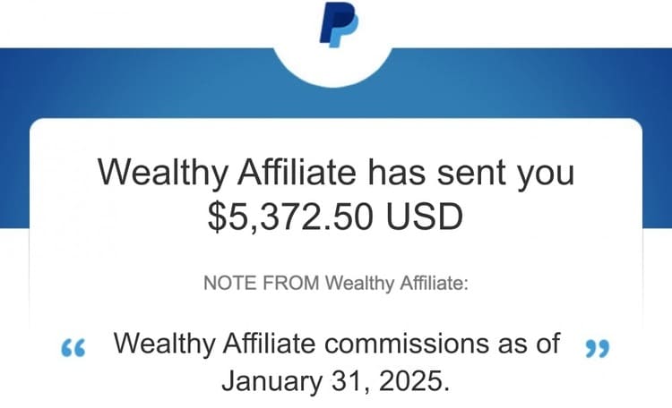 Commissions from promoting Wealthy Affiliate