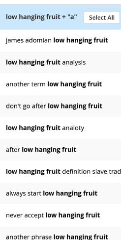 Low hanging fruit keywords